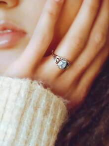 1pc Vintage Cubic Zirconia Ring For Women, Wedding Engagement Party Jewelry, Valentine's Day Gift - 1# - View 7