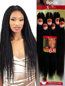 6pcs 26 Inch Pre Stretched Braided Hair Bundle, High-Quality Synthetic Fiber Crochet Braided Hair, Suitable For Women, Non Itchy And Heat-Resistant - Multicolor - View 14