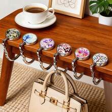 Foldable Purse Hook Women Bag Table Hanger Flower Hook Collection Desk Hooks Portable Handbag Organizer Purse Holder Bag Rack Closet Hanger Storage Compact Decorative Space Saver Flower Design For Women Handbag Table Desk Organization - Multicolor - View 1