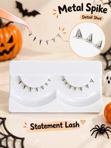 Halloween Party 1pair Spiky Lash, Self-Adhesive, Non Adhesive ,Bottom Lashes, Metallic, Cosplay, Subculture, Creative Makeup, Extremely Fine, Transparent Stem, Reusable, Party Style - View 3