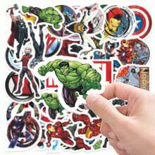1set/50pcs Hero Graffiti Stickers, Featuring A Plethora Of Classic Character Patterns. Can Be Attached To Computers, Water Bottles, And Bicycles, Making It A Fun Little Gift For Children. (Stochastic Style) - Multicolor - View 3