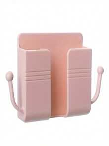 1pc Wall-Mounted Phone Holder, No-Drill Remote Control Storage Box, Multi-Function Socket Organizer Bag, Plastic Charging Phone Stand, Bedroom Remote Control Wall-Mounted Phone Holder, Remote Control Storage Box, Jewelry & Key Organizer Rack (Multi-Color Optional) - No Punching Required (mobile Phone Holder) - View 11