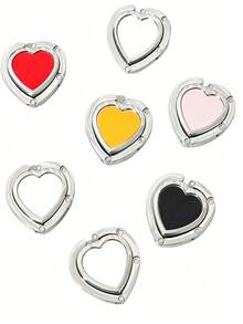 1pc Elegant Heart Shaped Foldable Metal Bag Hanger, Smooth PU Inlay, Portable Table Edge Purse Hook, Home Organization And Storage, Office Supplies And Accessories, Room Decor, For Cafe, Office, Daily Dating & Party Use - Multicolor - View 9