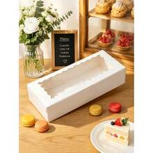 5pcs/10pcs 31.8x14x6.5cm Long Cardboard Gift Box Cake Packaging Box, Wavy Transparent Window Rectangular Paper Box, Suitable For Halloween, Christmas And Other Holiday Cake, Candy, Cupcake Packaging, Home Party Favor Storage, Wedding Cupcake Display - View 6