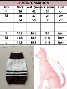 White Coffee Color Preppy Style Pet Sweater, High Neck Knitted Outfit For Cats And Dogs In Autumn/Winter - Multicolor - View 2