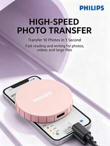 PHILIPS High-Speed Portable SSD 71PS Dual-Use For Phone And Computer External Storage Backup Large Capacity Sakura Pink Portable PSSD Read 2000MB/S Universal Backup Tool For Phone And Computer 512G/1TB/2TB - View 4