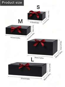10/5/2pcs Kotak Hadiah Hitam dengan Tutup dan Pita, Cocok untuk Acara Pengiring Pengantin, Pernikahan, Acara Menyambut Bayi, Berbagai Pesta, Hari Valentine, Ulang Tahun, Kerajinan DIY, Penyimpanan Kosmetik, dan Dekorasi Wisuda - hitam - View 3