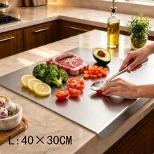 Large Stainless Steel Cutting Board With Edge, Metal Kitchen Chopping Board, Multi-Functional Dough Board For Kneading And Meat Preparation - View 12