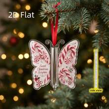 1pc 2D Flat Butterfly Christmas Tree Hanging Ornament & Hanging Decoration - Suitable For Home Decor, Asymmetrical Shape For Christmas Party - Free Butterfly Pattern For Holiday Decoration, Tree Top Ornament & Branch Decoration, 2D Flat - Multi-color - View 10