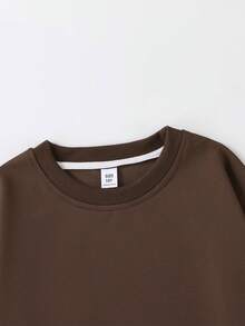 Girls' Cartoon Sweet Print Crew Neck Sweatshirt & Casual Long Pants 2-Piece Set, Autumn/Winter Outfit, Campus Style, Homecoming Look - Brown - View 9