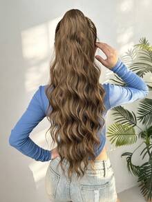HEYPINK Claw-Shaped Ponytail Hair Extension, 22 Inch Long, Black Brown, Natural Wavy, Heat-Resistant Fiber Synthetic Ponytail Wig, Suitable For Women's Daily Use, Halloween - Brown - View 9