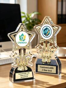 1pc Custom Star Acrylic Trophy, Custom Photo And Text,Personalized Award Trophy For Competition, Sports, Office Employee Recognition, Graduation Ceremony Prize - Multicolor - View 4
