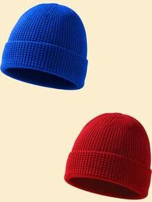 1/2pcs High Quality Oversized Women's Fashion Solid Color Knitted Hat With Horn Decoration, Suitable For Halloween Costume And Winter Outings - Multicolor - View 12