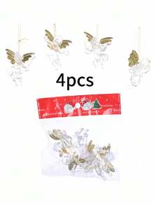 4pcs Clear Acrylic Angel Christmas Ornaments,Golden Wing Cherub Hanging Pendants For Xmas Tree Decor Transparent Angel Pendants For Christmas Tree - Multicolor - View 13