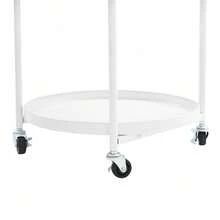 Stylish Metal Frame Rolling Bar Cart With Three Tiers And Universal Wheels For Kitchen And Home Organization - White - View 7