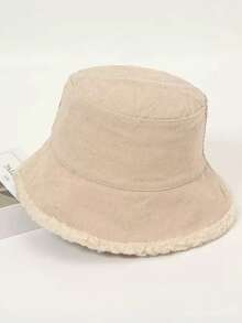 1pc Plush Bucket Hat, Thickened Warm Fleece, Elegant Outdoor Style For Autumn/Winter - Multicolor - View 7