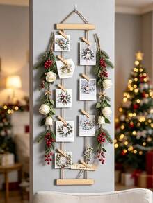 18pcs Wall-Mounted Photo Display Set, Includes 1 Hanging Rack, 15 Photo Clips, 1 Adhesive Hook, 1 Metal Hook, Wooden Photo Wall Hanging Rope, Photo Clip Frame, Suitable For Decorating Bedroom, Living Room, Refrigerator And More - Multicolor - View 2