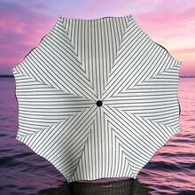 مظلة شمسية قابلة للطي 1 قطعة، تصميم مخطط بسيط، الاستخدام للمطر والشمس، أسلوب كوري طازج، طلاء أسود للحماية من الأشعة فوق البنفسجية، مظلة شمسية أميرة للنساء، قابلة للطي بشكل مدمج - A - مشاهدة 7