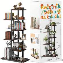 Freestanding Metal Plant Stand With Wooden Shelves – For Home, Living Room, And Balcony - View 1