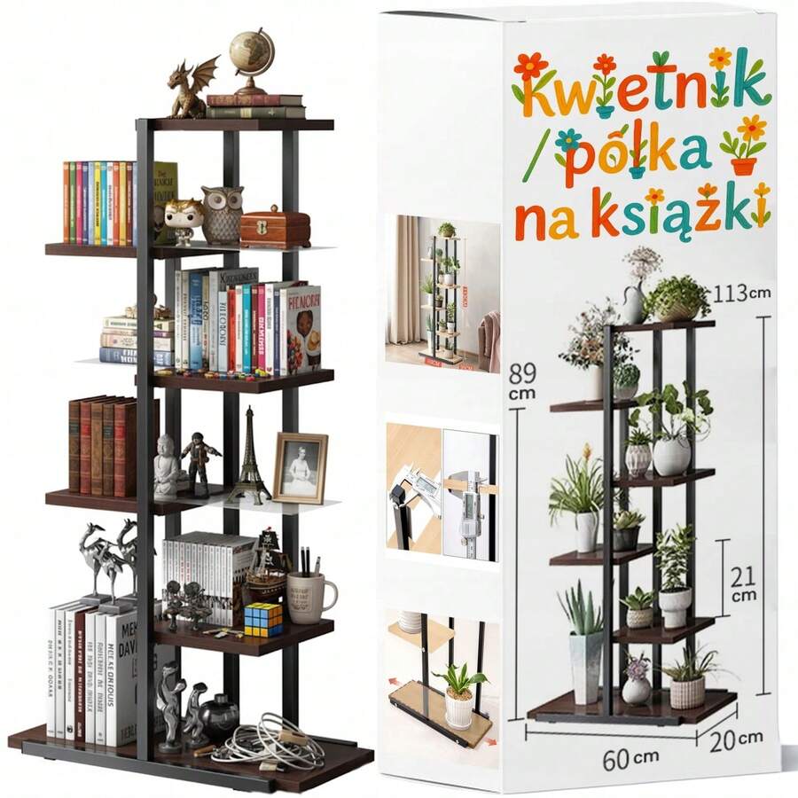 Freestanding Metal Plant Stand With Wooden Shelves – For Home, Living Room, And Balcony - View 1