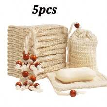 1/3/5/10PCS Soap Foaming Net – Rich,Bath Soap Mesh Bags, Luxurious Lather | Soft, Reusable, Hanging Soap Pouch For Face & Body | Natural Sisal Exfoliating Shower Bag | Easy Lathering & Quick Drying, Bathroom Accessories - Beige - View 13