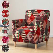 1pc Christmas Print Elastic Small 5-Piece Chair Cover, Single Seat Dust-Proof Sofa Cover For Living Room And Bedroom, All Season - Multicolor - View 2