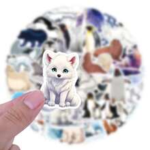 60PCS Artic Animals Stickers, A Set Of Vibrant And Colorful Beautiful Stickers, Suitable For All Kinds Of Holidays, Party, Laptops, Tablet, Skateboards, Journals, Scrapbooks, Water Bottles - one-size - View 4