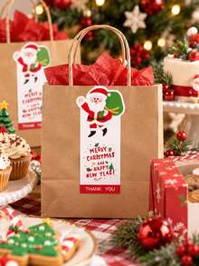 50pcs Christmas Santa Sealing Stickers Gift Wrapping Labels Cute Festive Holiday Gift Box Decor Self Adhesive Party Packaging Envelope Seal Supplies - Multicolor - View 1