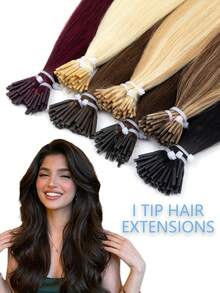 I Tip Human Hair Extensions 16-22 Inch Invisible Keratin Fusion Straight Remy Hair 25g/30g/50g Natural Black/Blonde Highlights For Women Wedding Party Daily Wear Summer Festival Concert Travel Makeup Accessory - Multicolor - View 2