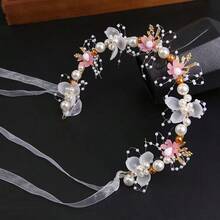 1pc Girls' Pearl Flower Ribbon Headband, Handmade Bohemian Hair Accessories, Suitable For Festivals, Travel, Parties, Weddings, Photography - Multicolor - View 13