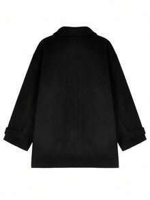 Black Polo Collar Overcoat Women's Jacket Autumn/Winter High-End Style - Black - View 11