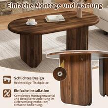N625P497610 Walnut Finish MDF Coffee Table, 99*50*40cm Oval Living Room Table, Stable Lounge Table With Solid-Look Legs, Supports Up To 40kg, Modern Dining Table For Living Room - Walnut Wood Color - View 4