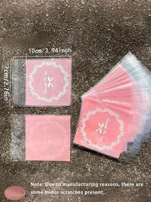 150pcs/100pcs/50pcs Set Cartoon Flower Pattern Gift Wrapping Bag, Cartoon Plastic Wrapping Bag, Gift Bags, Pink Gift Packaging Bags, Clear Display Pouches, - Multi-color - View 6