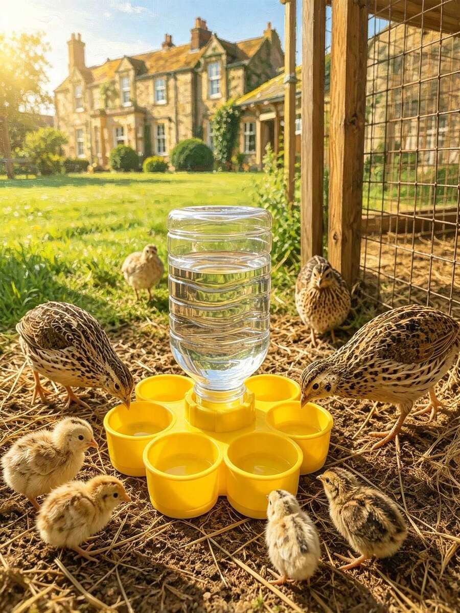 Automatic Quail Waterer 6-Cup Poultry Waterer Suitable For Chickens And Ducks Transparent Bird Water Feeder Poultry Water Dispenser