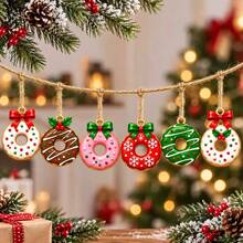 6pcs Cartoon Yellow Accessories .Bee Pendant Bread Donut DIY Beaded Christmas Decoration Hanging Ornament - Multicolor - View 2
