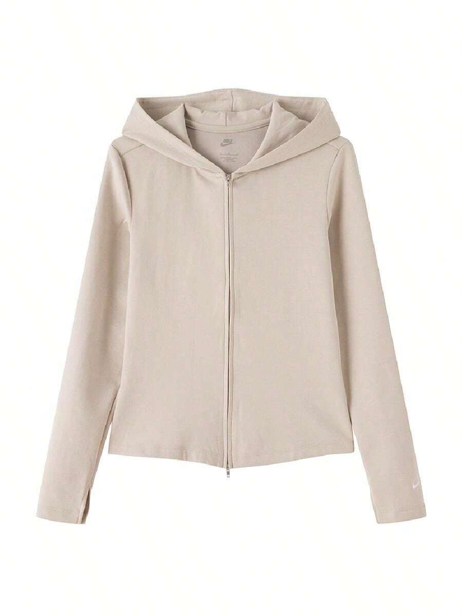 Nike Women's AS W NK CHILL KNIT LS FZ TOP Sports Running Training Hooded Knit Cardigan IM8380-236 - White/Off-white - View 1