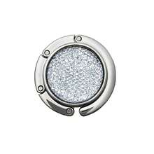 1 Pc White Rhinestone Purse Hook Foldable Handbag Hanger Bling Bag Holder Folding Table Desk Hook Crystal Style Purse Hanger Sparkling Decorative Purse Holder Portable Bag Hanger Handbag Hook For Table Desk Restaurant Office Home Party Bar - Multicolor - View 2