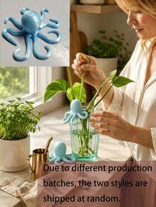 2/1pc Octopus Shaped Plant Stem Holder Cute Octopus Vine Support Resin Hydroponic Plant Clip Fun Plant Stem Support Decoration Creative Aquatic Plant Fixing Decor Indoor Hydroponic Plant Accessory - Multicolor - View 10