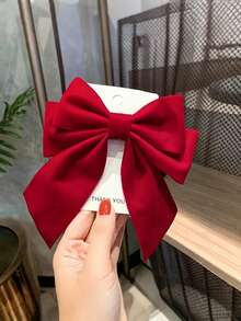 Christmas Red Hair Clip, Children's Large Bow Hair Accessory, Girls' Christmas Velvet Bow New Year Hair Clip - Multicolor - View 6