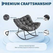 Techigher Oversized Papasan Rocking Chair With Padded Cushion, Ergonomic Egg Swivel Rocker With Heavy-Duty Metal Frame, Comfy Outdoor Armchair For Garden, Patio, Balcony & Living Room - Multicolor - View 3