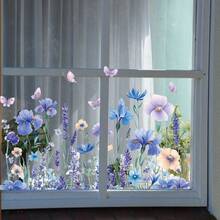 1pc Static Window Clings, White Daisy Butterfly Snail Window Stickers, Floral Glass Decals, Reusable Removable Window Art, Home Living Room Bedroom Window Decor, Cute Nature Pattern Static Stickers For Glass Surfaces - Flowers - View 8