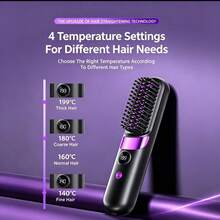 Wireless Hair Straightening Brush, Portable Cordless Hair Straightener, 3 Temperature Settings Anti-Scald Hair Styling Tool, Suitable For Home And Travel - Multicolor - View 10