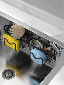 1/2pcs Sink Sponge Holder, Strong Self-Adhesive - Easy To Install, Wall-Mounted Kitchen Sink Rack, Sponge Holder Hook, Perfect For Dishcloths, Sponges, Brushes - Kitchen Supplies, Kitchen Accessories And Kitchen Storage - Multicolor - View 2