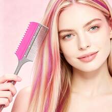 INGRID Professional Salon Hair Styling Ironing Assistant Comb, Pad Comb, Fine-Tooth Comb, Perming And Dyeing Companion - Hot Pink - View 3