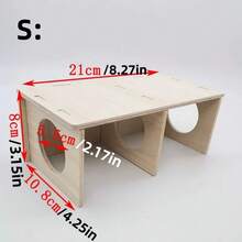 1pc Wooden Hamster Hideout See-Through Nest, Suitable For Hamster And Similar Sized Small Pet Habitat Platform - S - View 2