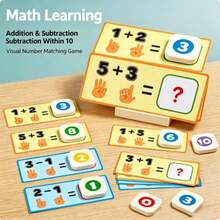 Number Matching Puzzle Set, 0-10 Addition And Subtraction Flash Cards, Visual Counting Practice Game, Interactive Logic Learning Kit - Bright Colorful Number Blocks, Clear Operation Cards, Simple Calculation Practice, Interactive Desktop Learning Game - Parent-Child Interactive Game - Best Gift - Multicolor - View 7