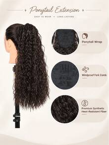 Long Wavy Ponytail Hair Extension For Women, Easy Wrap Around Ponytail Hairpiece With Adjustable Tie Straps, Natural-Looking Synthetic Hair For Daily Wear, Parties And Special Occasions - Multicolor - View 5