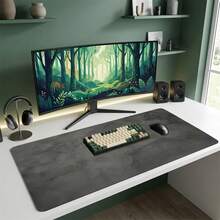 Grey Minimalist Extra Long Mouse Pad, Non-Slip Rubber Base, Office Home Gaming Gift, Desk Accessory For Him/Her Study, Office Supplies, Mouse Pad, Keyboard Pad, Laptop Pad - Gray Texture - View 7