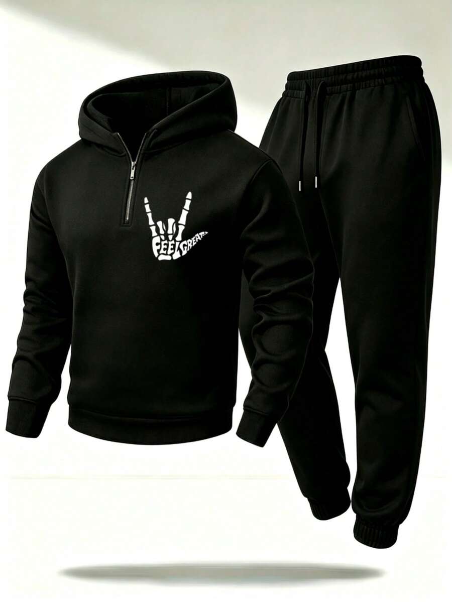 Impala Men Hoodie Co-Ords - Black - View 1