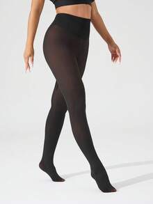 1pc Women's Multi-Functional Fleece Lined Warm Leggings, Daily Wear, Multiple Colors - Chocolate Brown - View 9